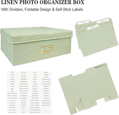 Sprsthai Linen Photo Storage Box – Holds 1700 Photos, 24 Adjustable Dividers & - Image 6