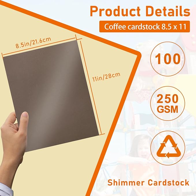100 Sheets Coffee Shimmer Cardstock 8.5 x 11 Craft Paper, 92lb Premium Glossy - Image 2