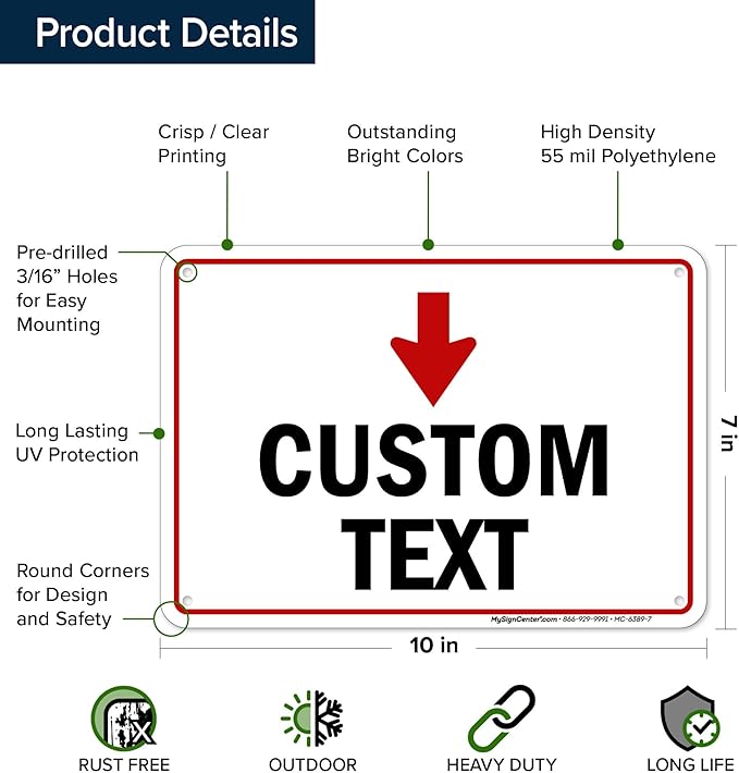 Custom Arrow, Custom Directional Sign, Down Arrow, 7x10 Inches, 55 mil thick - Image 6