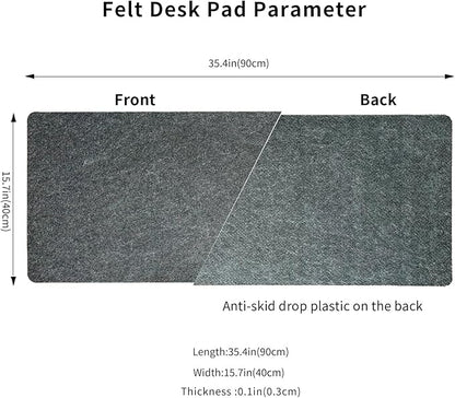 DAWNTREES Non-Slip Felt Desk Mat, 35.5 x 15.7 Inches Large Desk Pad Protector - Image 3