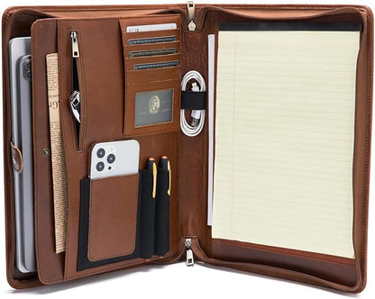 Geslun Genuine Leather Portfolio, Legal Size 8.5 x 14 Pad Holder, Business by Geslun