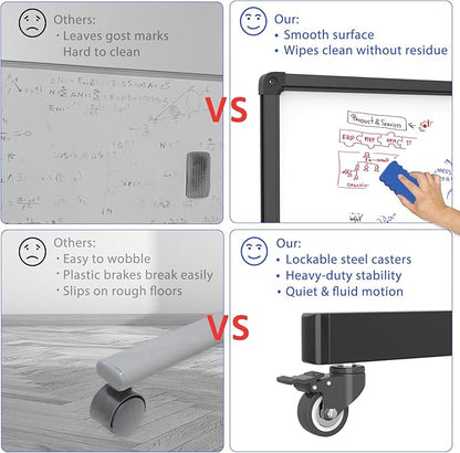 Rolling Whiteboard on Wheels, Double-Sided Magnetic Dry Erase Board - Image 4