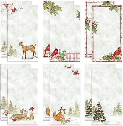 Current Peaceful Forest Holiday Magnetic Notepad Set – Set of 12 Memo Pads by Current