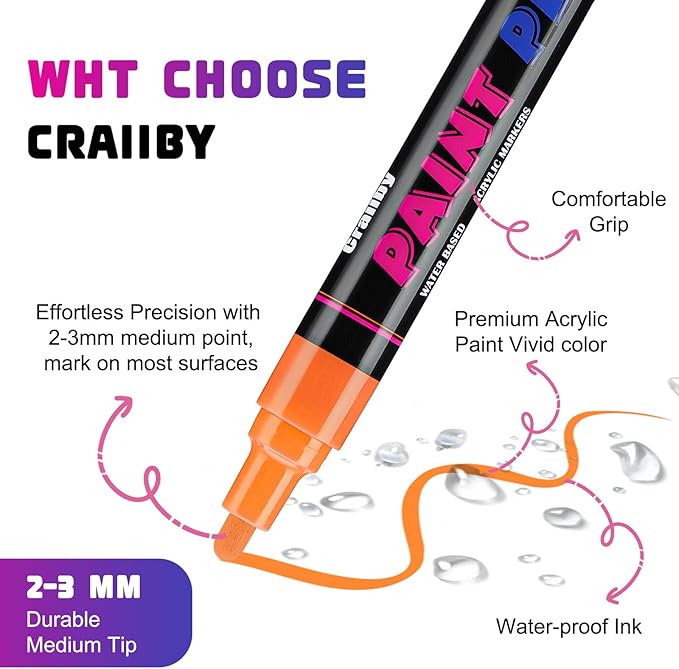 Craiiby Red Paint Pens Paint Markers - Image 2