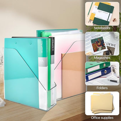 Akamino 2 Pack Acrylic Magazine File Holder, A4 Vertical File Organizer - Image 6