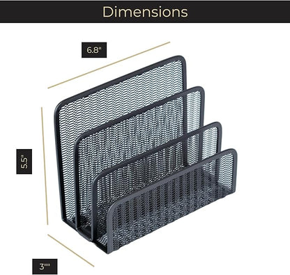 BLU MONACO Black Metal Mesh Letter Sorter | 3-Slot Mail Organizer - Image 6
