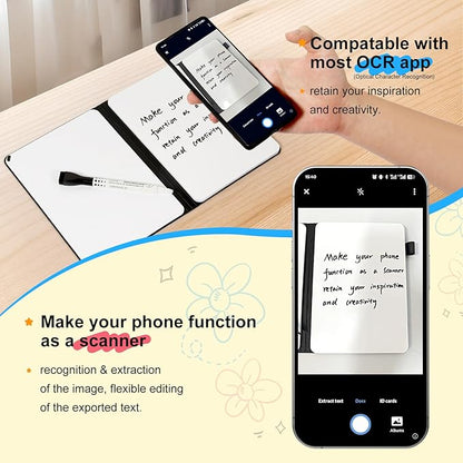 AGM Portable White Board Dry Erase Notebook, 8.4" x 6" Double Sided Folding - Image 3