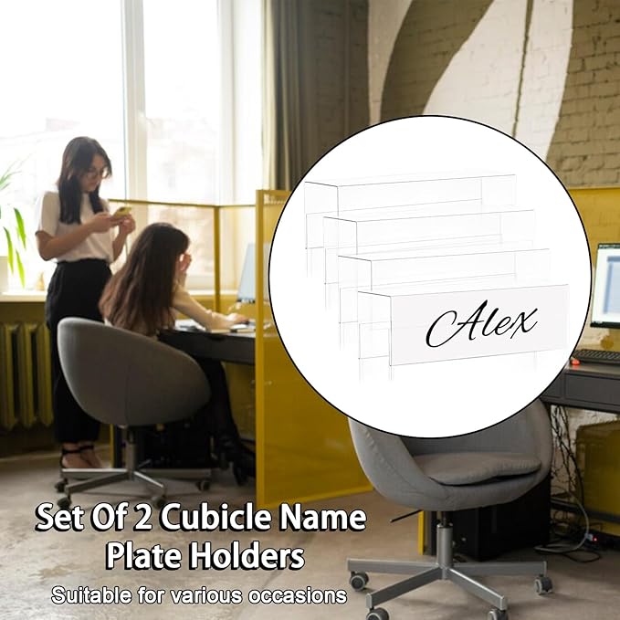 2X8 PET Cubicle Name Plate Holders Cubicle Name Plate Sign Holder Wide 2.2 in - Image 6