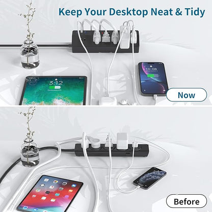 Desk Clamp Power Strip 2 USB C Desktop Mount Outlet Charging Station, 10FT - Image 4
