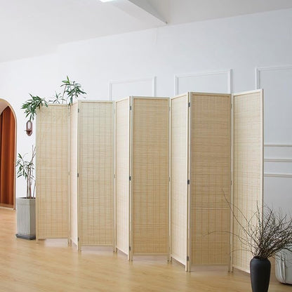 Furnnylane 8 Panel Room Divider and Folding Panel Screen, Bamboo Panel Divider by Furnnylane