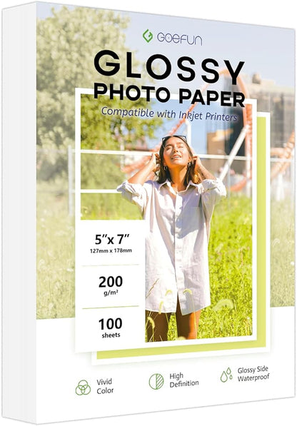 5x7 Photo Paper, Goefun 200GSM/54LB Glossy Inkjet Printer Paper by Goefun