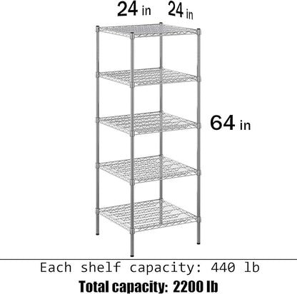 Regal Altair 24" Deep x 24" Wide x 64" Height Wire Shelving Kit | 5-Tier | NSF - Image 3