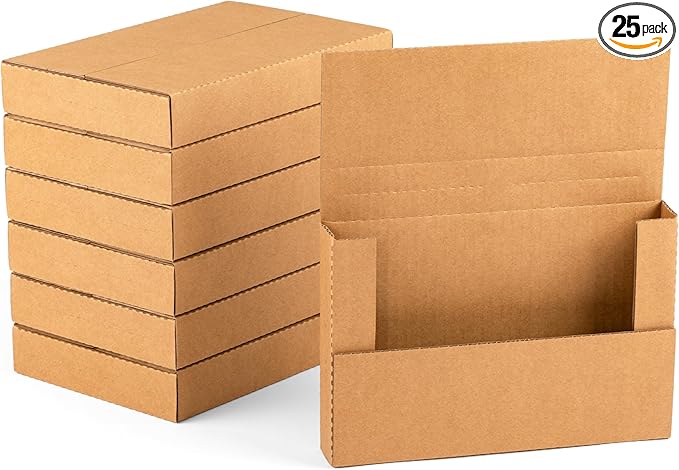 YUSHYIJIE 9x6x1.3 inch Small Shipping Boxes, 25 Pack by PackwithEase