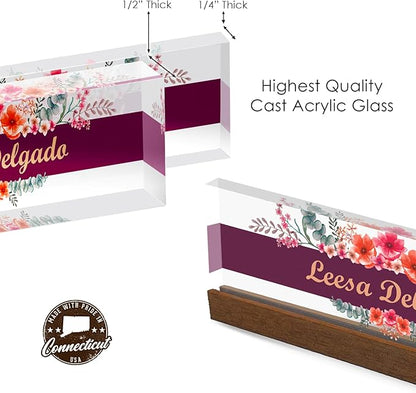 Artblox Personalized Office Desk Name Plate and Business Card Holder | Clear - Image 9