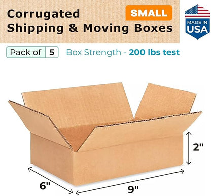 Small Moving & Shipping Boxes 9 x 6 x 2 inches - Image 2