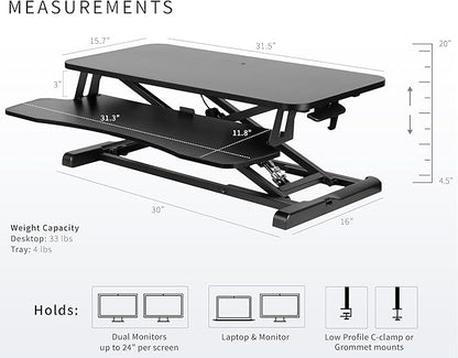 VIVO 32 inch Carbon Fiber Desk Converter, K Series, Height Adjustable Sit to - Image 3