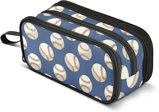 BOENLE Baseballs Ball Blue Pencil Case Box Boys Girls Large Pencil Pouch by BOENLE-WELCOMEYOURCOMING