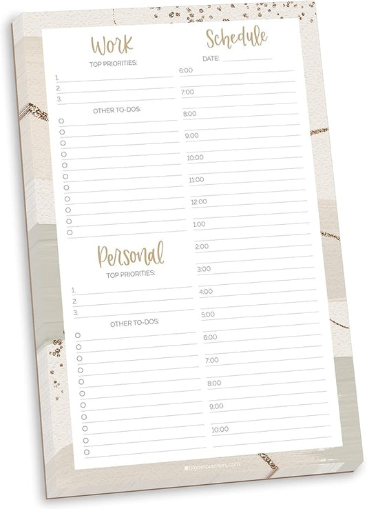 bloom daily planners Timed Work & Personal To Do List Planning Pad by bloomdailyplanners