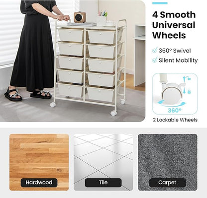GLACER 10 Drawer Rolling Cart, Storage Cart - Image 6