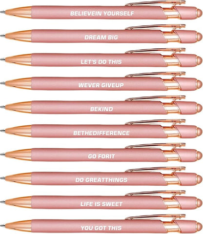 10pcs Inspirational Quotes Rose Gold Pens Set Fashion Design Novelty Pens Funny by Unknown