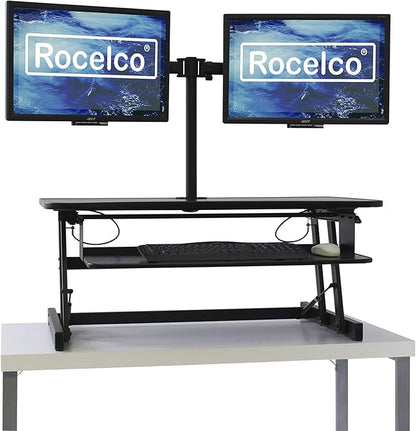 Rocelco 37.5" Deluxe Height Adjustable Standing Desk Converter - Image 7