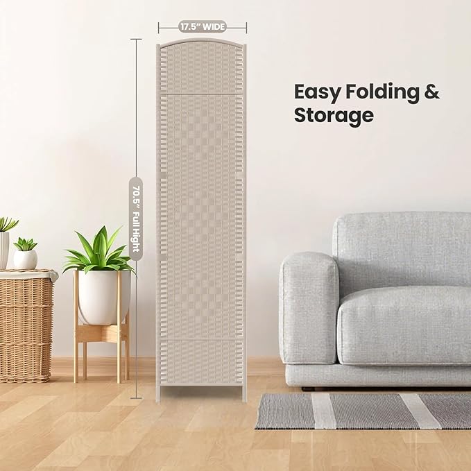 Cocosica 4 Panel Room Divider, 6Ft Folding Privacy Screen, Tall - Image 7