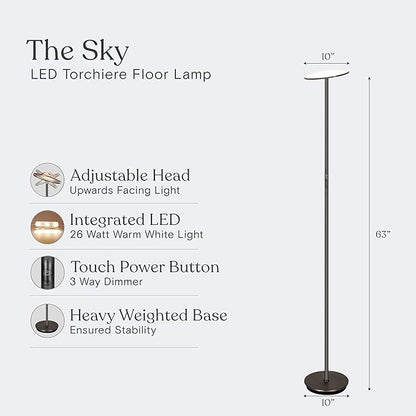 Brightech Sky LED Floor lamp, Torchiere Super Bright Floor Lamp - Image 3