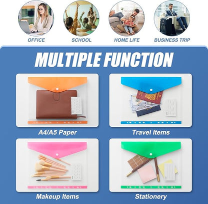 Binder Pocket Organizer Folders, 12 Pack Expandable Files Bag Plastic Envelopes - Image 7
