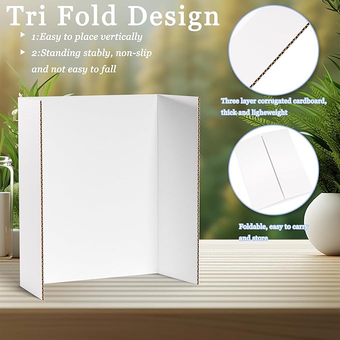 AKONEGE 6 Pack Medium Trifold Poster Board, School Projects, Science Fair - Image 3