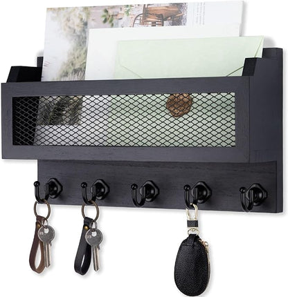 Nekon Mail and Key Holder for Wall Decorative, 11 Inch Wooden Wall Key Organizer by NekonDesign