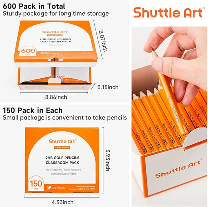 Shuttle Art 600 Pack #2 HB Mini Pencils, Wood-cased, Pre-sharpened - Image 2