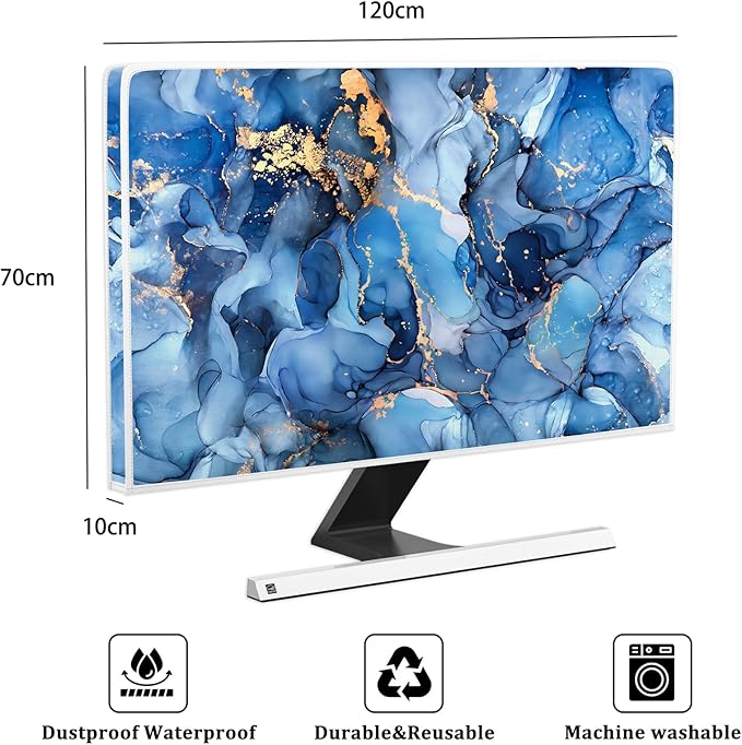 Baocicco Navy Blue Gold Marble Waterproof TV Dust Cover 50, 52 Inch Creative - Image 2