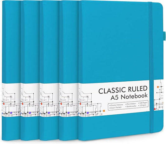 5 Pack Journal Notebook Bulk for School, Feela Hardcover Business Notebooks by feela