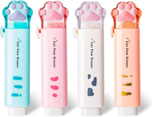 PANDENNER Retractable Pencil Eraser, Cute Erasers, Cat Paw Eraser, Suitable by PANDENNER