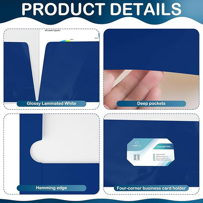 Yeaqee 100 Pack 2 Pockets Glossy Laminated Paper Folder First Day of School - Image 3
