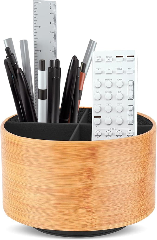 Hennaja Round Leather Art Supply Organizer, Remote Control Holder, 360 Degree by Hennaja