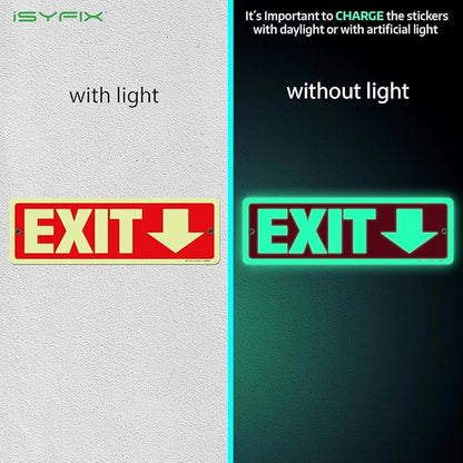 iSYFIX Exit Signs with Directional Down Arrow, Glow in the Dark, - Image 2