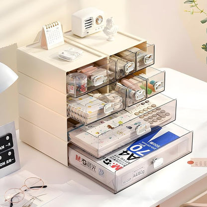 OSteed Spacious Desktop Storage Box, 1 Large 1 Middle & 2 Small Storage Drawers - Image 4
