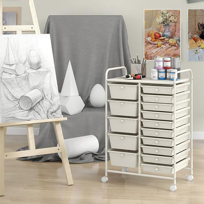 HAPPYGRILL 15-Drawer Rolling Cart, Storage Carts - Image 8
