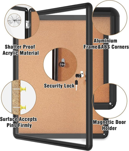 Mifuro 26"x20" Enclosed Bulletin Board, Lockable Weather-Resistant Aluminum - Image 3