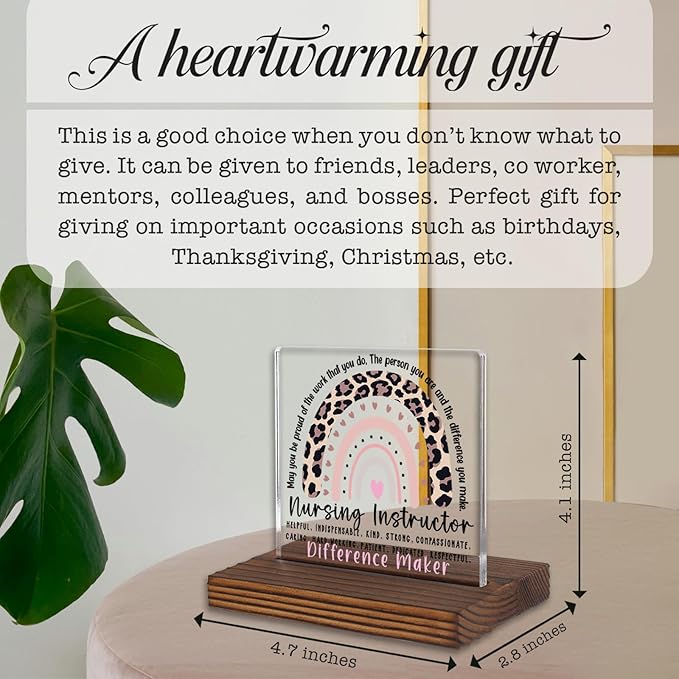 Nursing Instructor Gift Desk Sign, Difference Maker Appreciation Plaque - Image 4