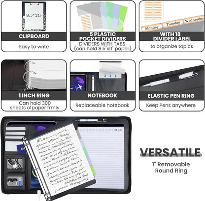KLLVE Clipboard with Storage for Men Women, Leather Padfolio Portfolio with - Image 3