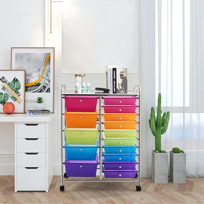 GOFLAME 15-Drawer Rolling Storage Cart, Craft Storage Cart - Image 2
