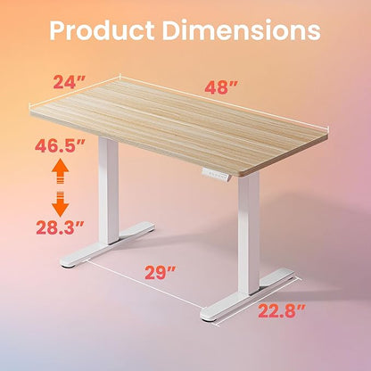 HUANUO 48" x 24" Electric Standing Desk Adjustable Height, 4 Memory Height - Image 3
