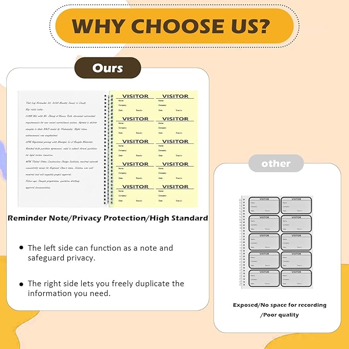 3 Pack Visitor Badges with Carbon Copy Visitor Stickers Letter Size Visitor Log - Image 3