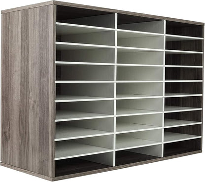 TQVAI Wood Literature Organizer, 27 Slots Hold 13500 Sheets A4 Papers, Wooden by TQVAI