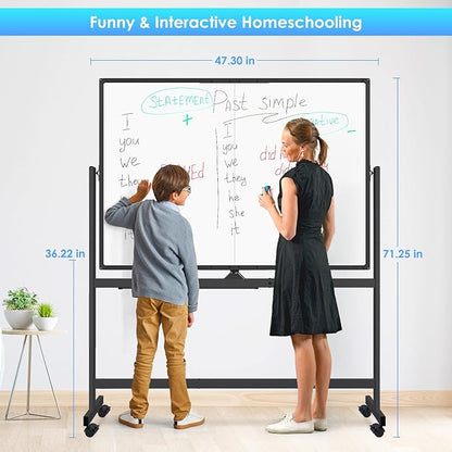 maxtek Rolling Whiteboard, 48x36 Large Magnetic White Board - Image 6