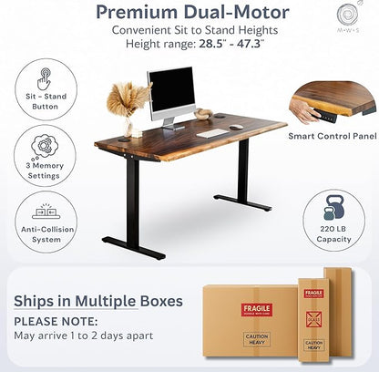 Standing Desk with Drawer – Walnut Solid Wood Desk, Natural Live Edge, - Image 4