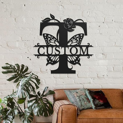 Personalized Custom Letter Name metal Signs, Custom Black Letter Monogram Wall - Image 3