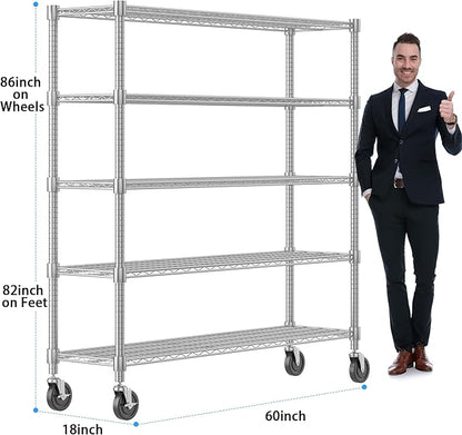 Homdox 5 Tier Heavy Duty Metal Wire Shelving - Image 3